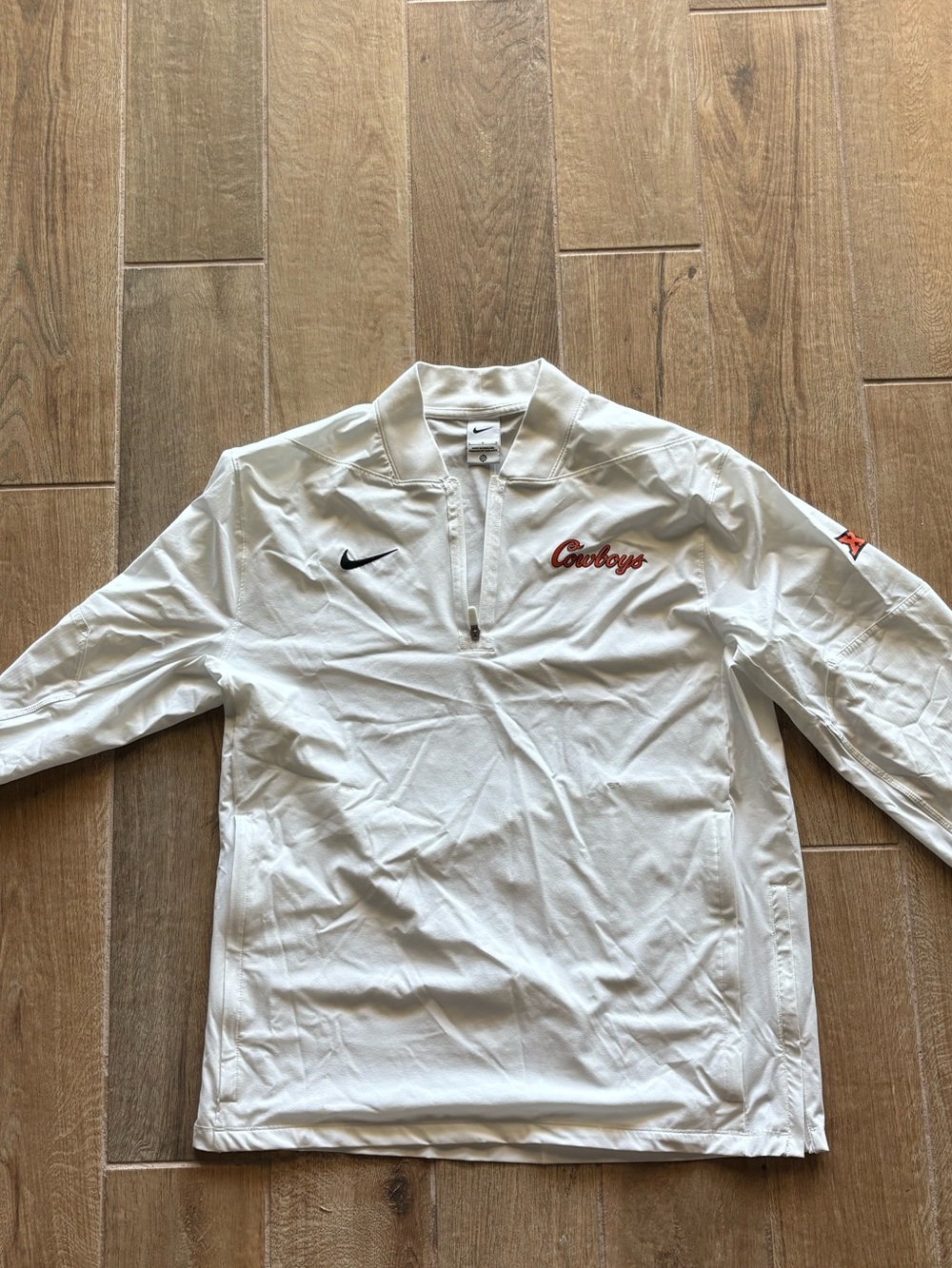 Nike White Cowboys Quarter-Zip Pullover Jacket with Black Swoosh